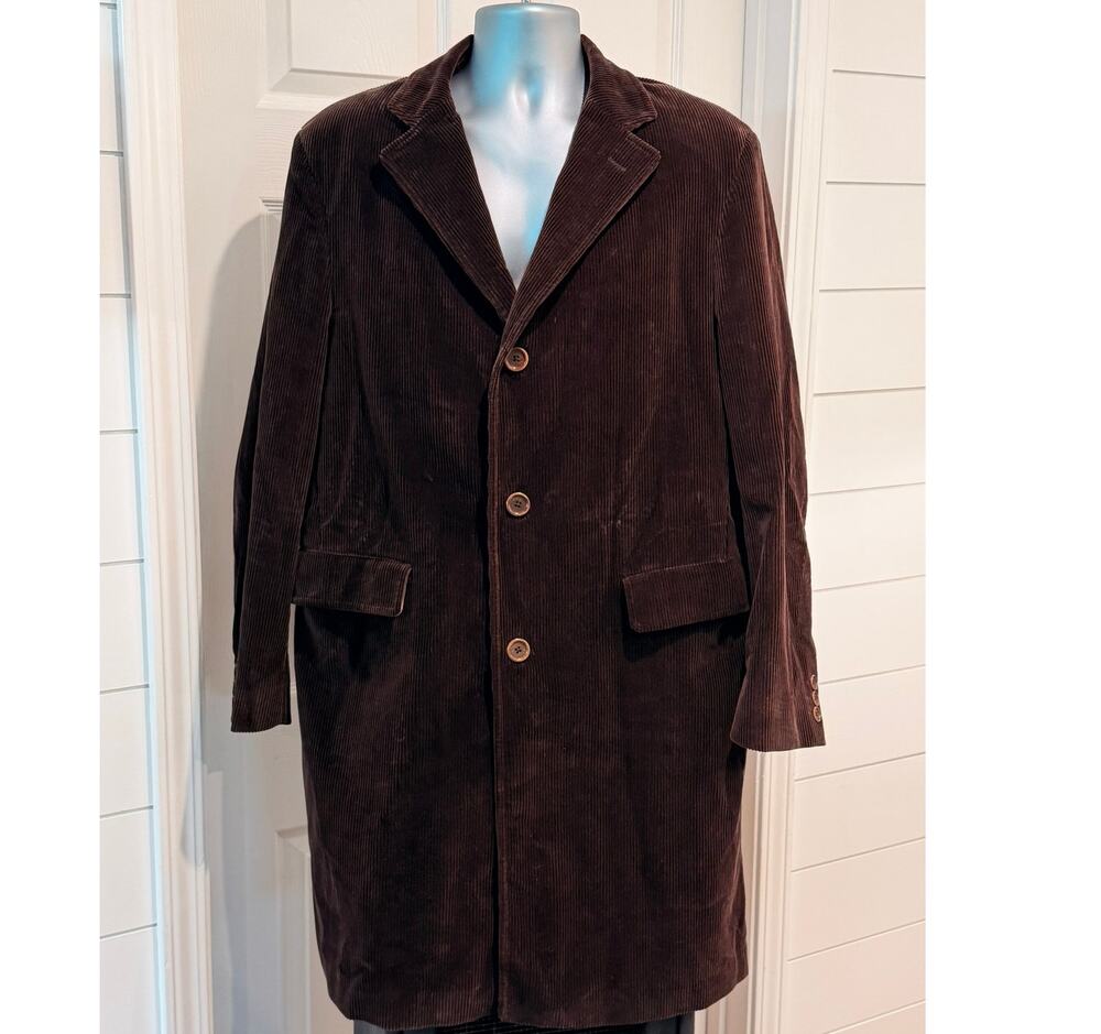 Vintage Massimo Dutti Brown Corduroy Car Coat Topcoat Mens 42 EU52 Cotton Jacket